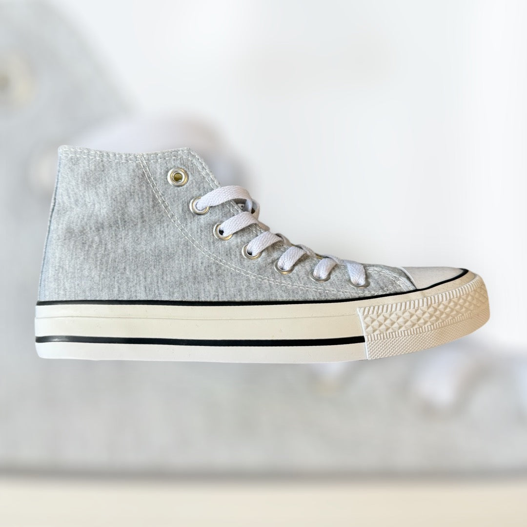 Stylische graue Canvas-High-Top-Sneaker Für Damen und Herren